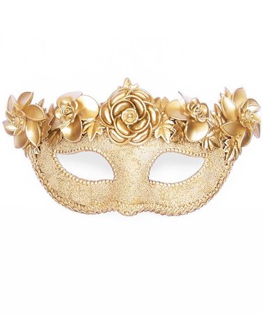 Golden Masquerade Mask with Flowers