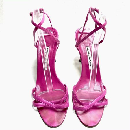 Manolo Blahnik Heel Sandals Pink Leather Women's 40 10 9.5 9 | eBay