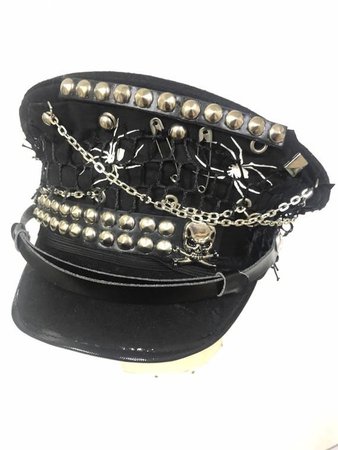 industrial goth black cap