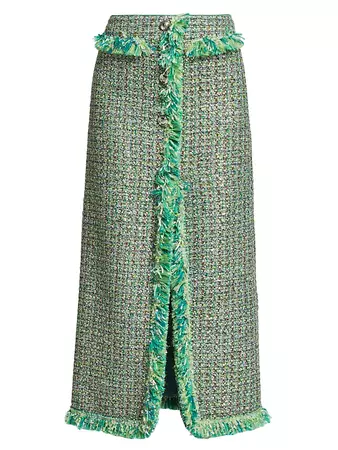 Shop Giambattista Valli Fringe-Trimmed Tweed Maxi Skirt | Saks Fifth Avenue