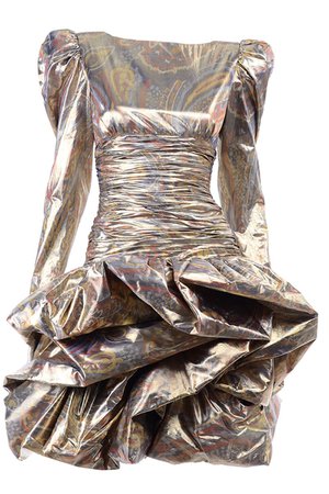 Metallic Gold Silver & Copper Lame Vintage 1980s Pouf Dress – Modig