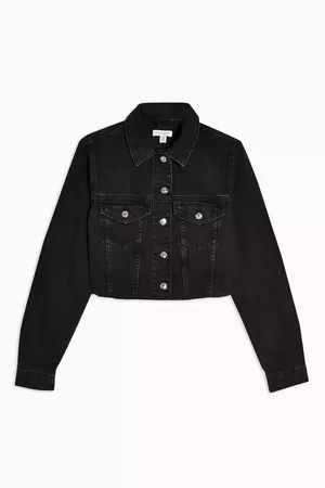 Veste ajustée en jean noir à bords bruts | Topshop