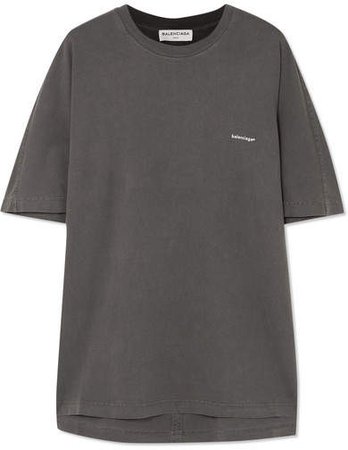 Oversized Printed Cotton-jersey T-shirt - Black