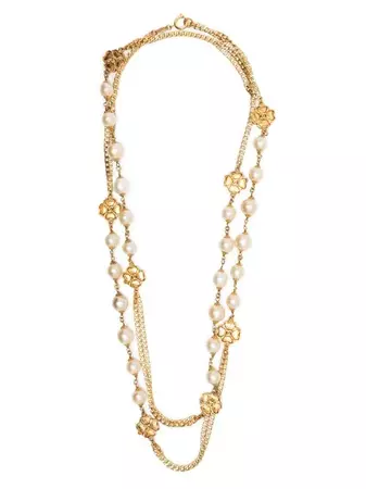 CHANEL Pre-Owned 1994 four-leaf Clover pearl-embellished Necklace - Farfetch