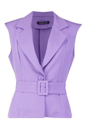 Sleeveless Belted Blazer | Boohoo lilac