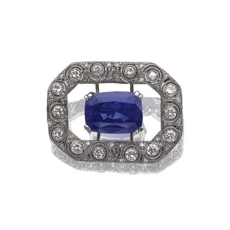 (#429) Sapphire and diamond brooch