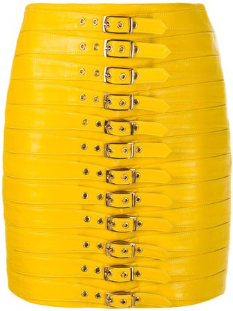 Yellow Manokhi Dita Buckled Mini Skirt | Farfetch.com