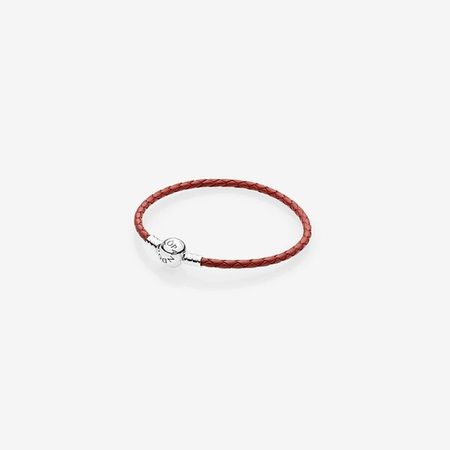 Red Braided Leather Charm Bracelet