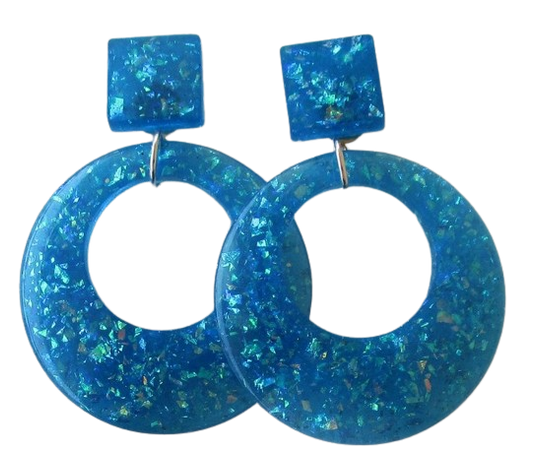 Mod Pop Retro Vintage 1960s 1970s Inspired Large Dangle Hoop Earrings in 40+ Colors Post or Clip On Rockabilly Swing Atomic Sparkle Glitter