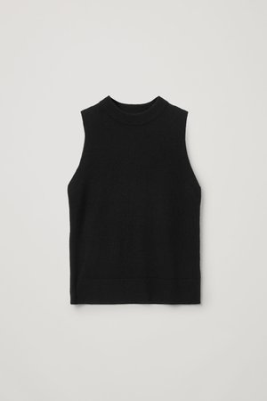 CASHMERE PLAIN KNIT VEST - Black - Knitted tops - COS GB