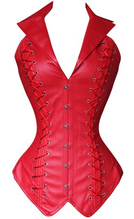 Vest Leather Corset Red N4391