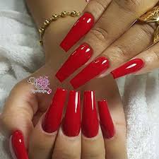 red nails long coffin - Google Search