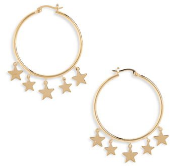 Star Dangle Hoop Earrings