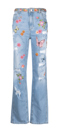 Blumarine floral-embroidered straight jeans