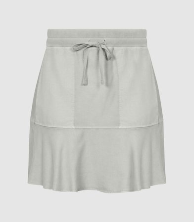 Kara Pale Green Fabric Mix Mini Skirt – REISS
