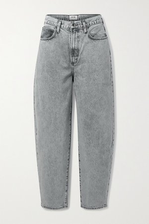 Balloon High-rise Tapered Jeans - Gray