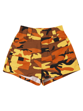 Camouflage High Waist Shorts BEE YELLOW: Shorts M | ZAFUL
