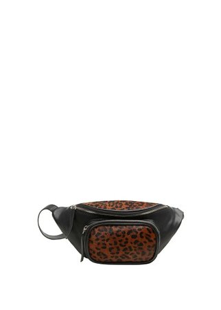 MANGO Leopard leather bum bag