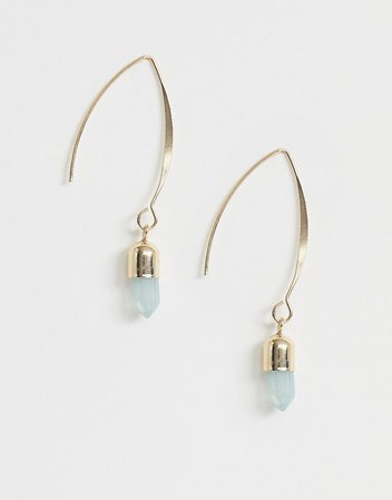 ASOS DESIGN pull through earrings with crystal shard in gold tone | ASOS