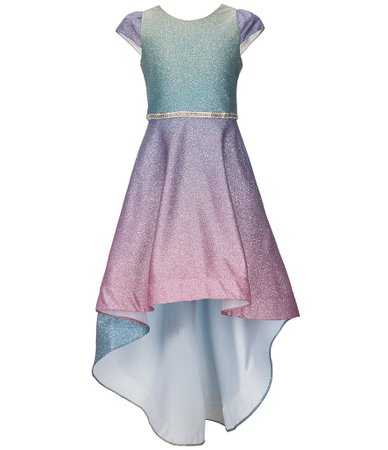 Rare Editions Big Girls 7-16 Rainbow Ombre Glitter Hi-Low Dress | Dillard's