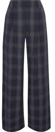 Pleated Checked Flannel Wide-leg Pants