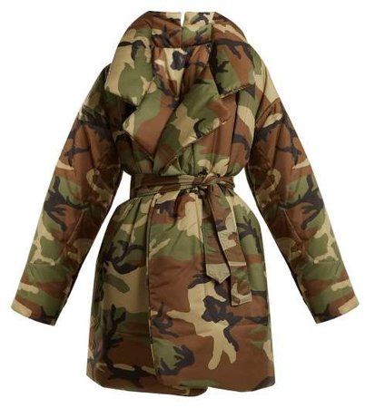 Camo Print Sleeping Bag Knee Length Coat - Womens - Camouflage