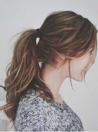 Brown messy ponytail