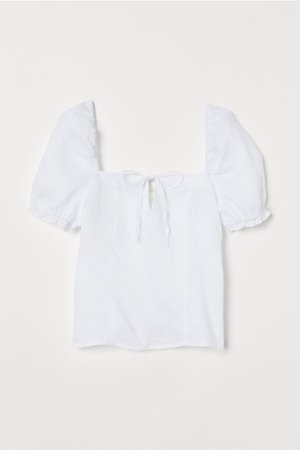 Linen Blouse - White - | H&M US