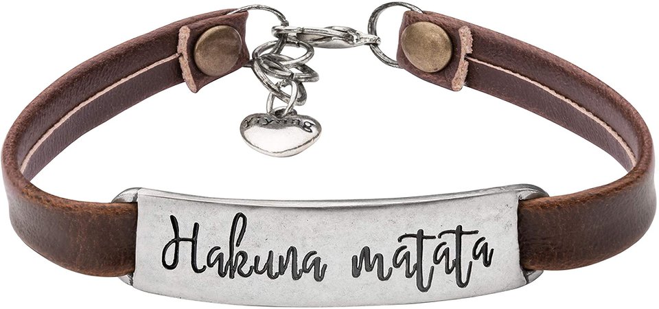 Amazon.com: UNQJRY Mantra Bracelet for Best Friends Inspirational Birthday Gift Leather Bangle Charm Jewelry Carved Hakuna Matata: Clothing, Shoes & Jewelry