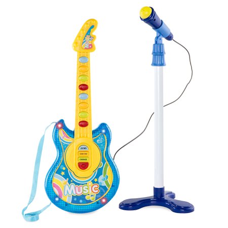 Best Choice Products 19in Kids Toddlers Flash Guitar Pretend Musical Instrument Toy w/ Mic, MP3 Compatible - Blue - Walmart.com - Walmart.com