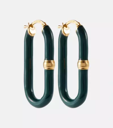 Chains Gold Plated Hoop Earrings in Green - Bottega Veneta | Mytheresa
