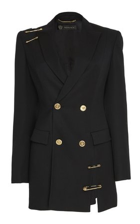Versace Embellished Double-Breasted Wool Blazer Size: 38