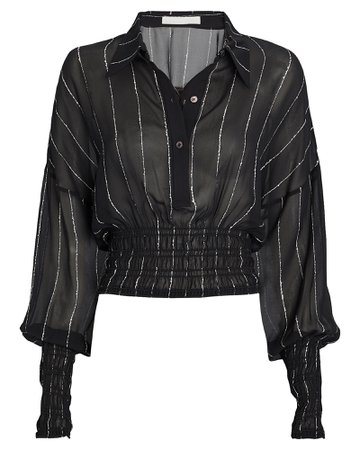 Dion Lee Shirred Striped Georgette Blouse | INTERMIX®