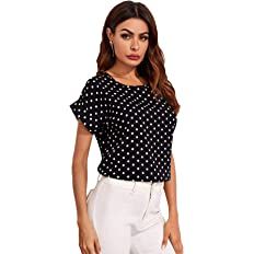 Amazon.com: Floerns Women's Casual Graphic Print Short Sleeve Round Neck Office Blouse Tops Black XL : Clothing, Shoes & Jewelry