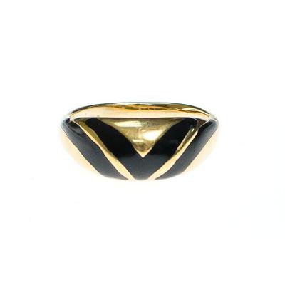 Vintage Avon Gold Ring with Black Enamel Details - Vintage Meet Modern