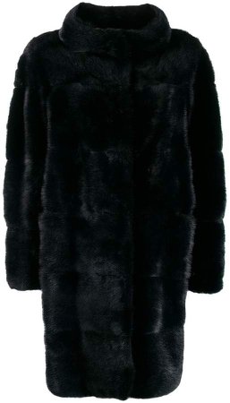 fur coat with round collar