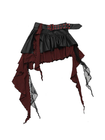 Yk2 goth casual skirt black red cr.pinterest