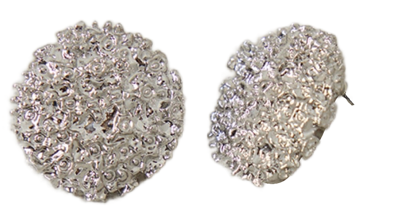 PLT- silver textured circular stud earrings