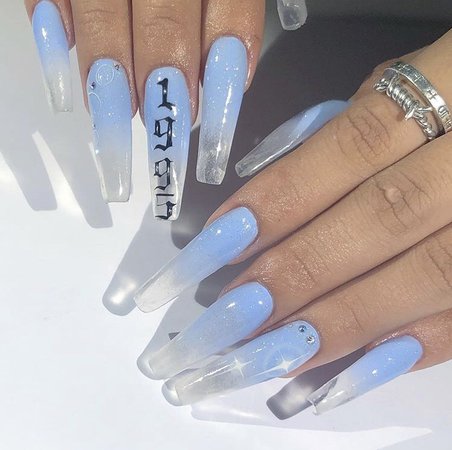 long blue acrylic nails
