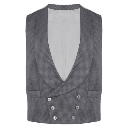 LORENZO CIFONELLI, GREY WOOL AND SILK TEXTURED DOUBLE-BREASTED WAISTCOAT