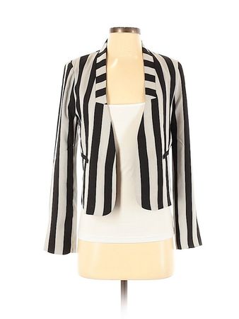 Line & Dot 100% Polyester Stripes Grey Blazer Size XS - 61% off | thredUP