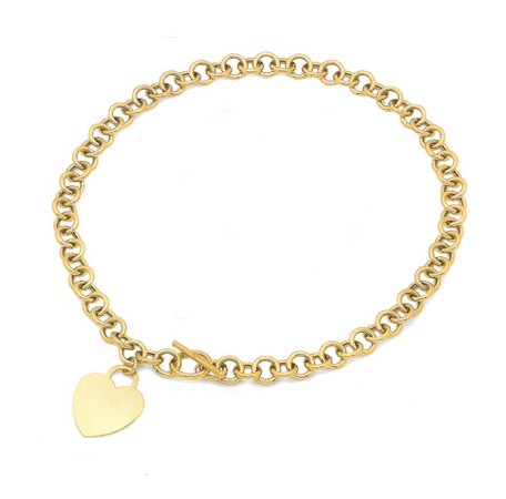 14k Gold 6mm Id Heart Toggle Necklace 17" - Sarraf.com