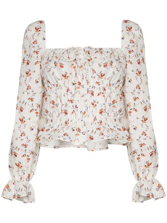 Reformation floral-print long-sleeve blouse white 1308168GBE - Farfetch