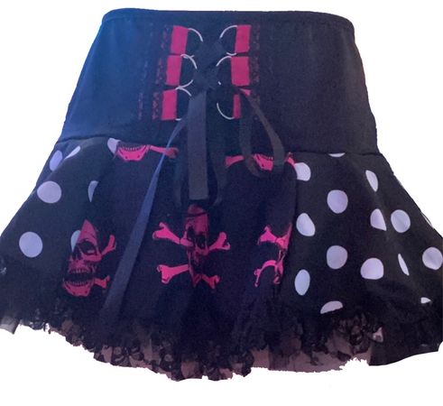 black pink skull mini skirt