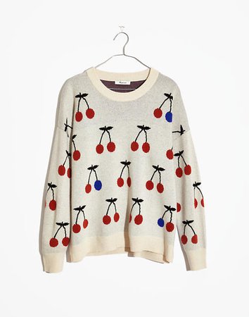Cherry Jacquard Pullover Sweater