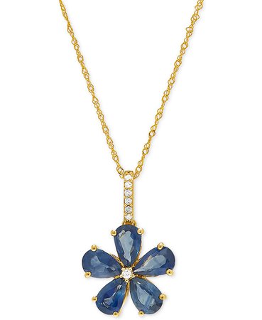 Macy's 14k Gold Sapphire & Diamond Accent Pendant Necklace
