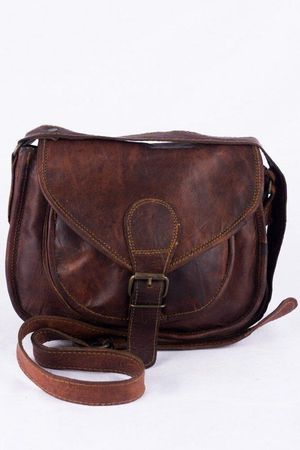 dark brown leather bag