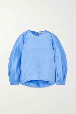 Blue Silk-satin blouse | Nina Ricci | NET-A-PORTER