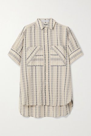 Beige Boyfriend oversized striped linen-blend seersucker shirt | palmer//harding | NET-A-PORTER