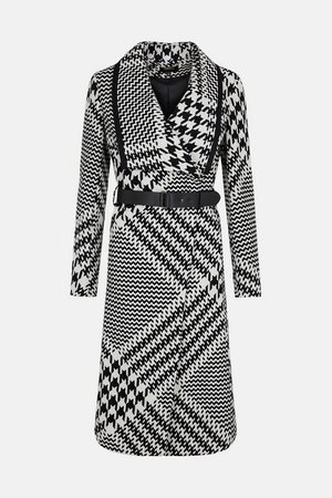 Oversized Check Belted Coat | Karen Millen